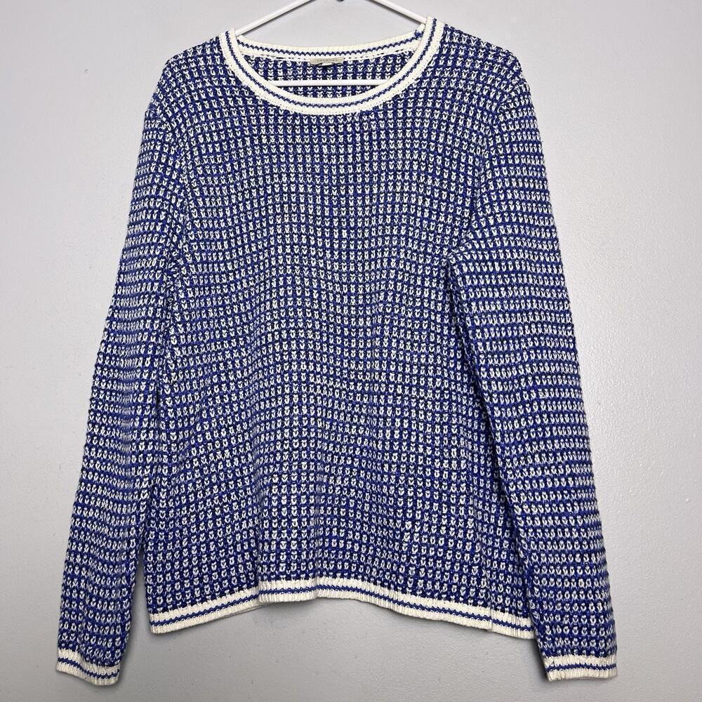 NOT FOR SALE! Talbots Womens Cable Knit Crew Neck Sweater Blue White Sz XL